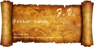 Fetter Vanda névjegykártya
